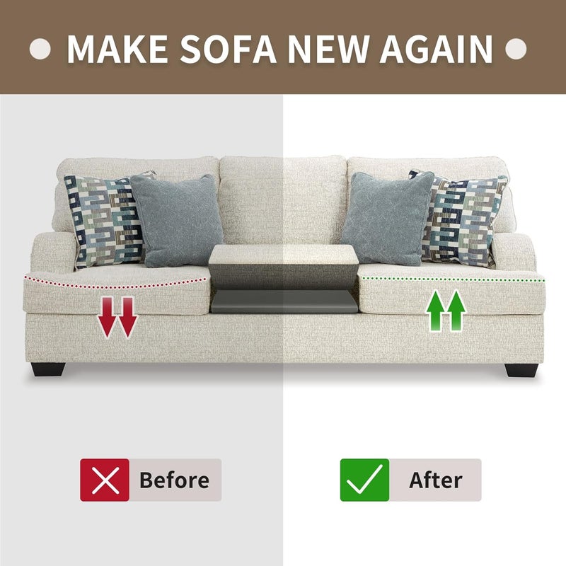 HAVARGO Couch Cushion Support High Density Foam 22X22X2.4 Inches Sofa Couch Supports for Sagging Cushions Light Grey 3Pc with Anti Slip Mesh Fabric - Image 3